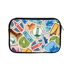 Travel Pattern Immigration Stamps Stickers With Historical Cultural Objects Travelling Visa Immigran Apple Ipad Mini Zipper Cases by Pakemis