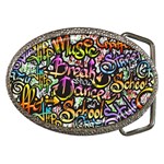 Graffiti Word Seamless Pattern Belt Buckles Front