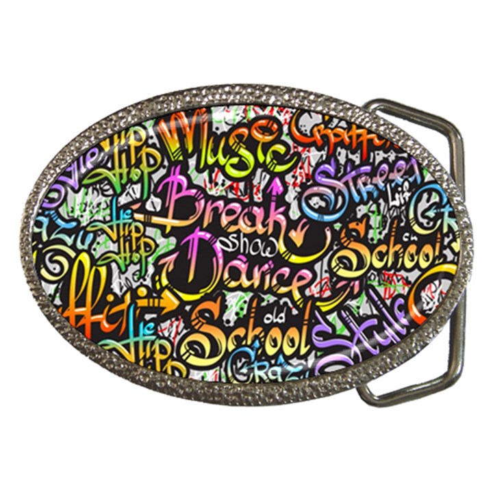 Graffiti Word Seamless Pattern Belt Buckles