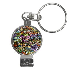 Graffiti Word Seamless Pattern Nail Clippers Key Chain