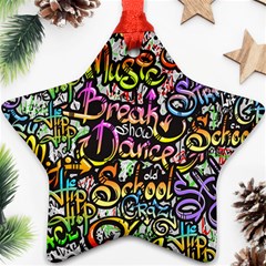 Graffiti Word Seamless Pattern Star Ornament (two Sides) by Pakemis