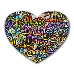 Graffiti Word Seamless Pattern Heart Mousepad by Pakemis