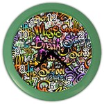 Graffiti Word Seamless Pattern Color Wall Clock Front