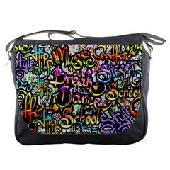 Graffiti Word Seamless Pattern Messenger Bag by Pakemis