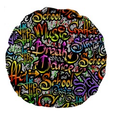 Graffiti Word Seamless Pattern Large 18  Premium Round Cushions by Pakemis