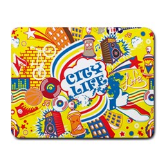 Colorful City Life Horizontal Seamless Pattern Urban City Small Mousepad by Pakemis