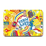 Colorful City Life Horizontal Seamless Pattern Urban City Small Doormat 24 x16  Door Mat