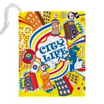 Colorful City Life Horizontal Seamless Pattern Urban City Drawstring Pouch (5XL) Back