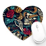 Vintage Art Tattoos Colorful Seamless Pattern Heart Mousepad Front