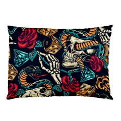 Vintage Art Tattoos Colorful Seamless Pattern Pillow Case by Pakemis