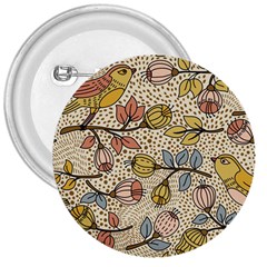 Seamless Pattern With Flower Bird 3  Buttons by Pakemis