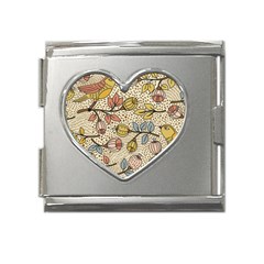 Seamless Pattern With Flower Bird Mega Link Heart Italian Charm (18mm)