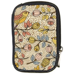 Seamless Pattern With Flower Bird Compact Camera Leather Case by Pakemis