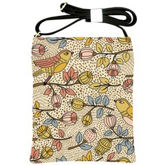 Seamless Pattern With Flower Bird Shoulder Sling Bag by Pakemis