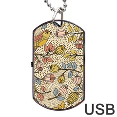 Seamless Pattern With Flower Bird Dog Tag Usb Flash (one Side) by Pakemis