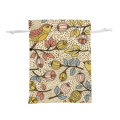 Seamless Pattern With Flower Bird Lightweight Drawstring Pouch (m)