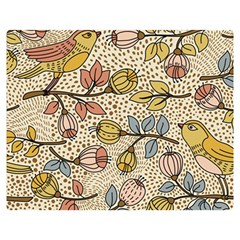 Seamless Pattern With Flower Bird Flano Blanket (medium)