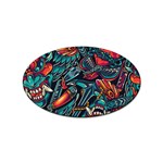 Vintage Tattoos Colorful Seamless Pattern Sticker Oval (100 pack) Front