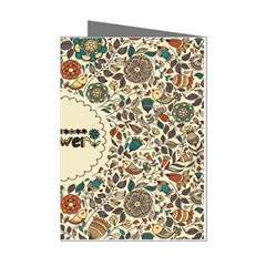 Seamless Pattern With Flower Birds Mini Greeting Cards (pkg Of 8)