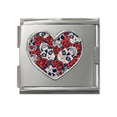 Vintage Day Dead Seamless Pattern Mega Link Heart Italian Charm (18mm)