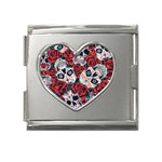 Vintage Day Dead Seamless Pattern Mega Link Heart Italian Charm (18mm) Front