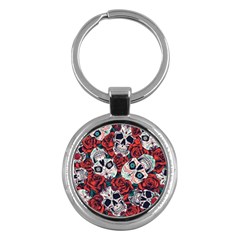 Vintage Day Dead Seamless Pattern Key Chain (round) by Pakemis