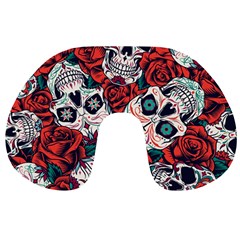 Vintage Day Dead Seamless Pattern Travel Neck Pillow