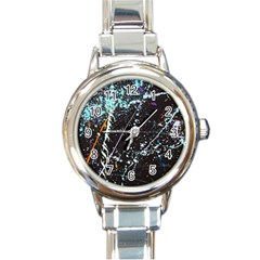 Abstract Colorful Texture Round Italian Charm Watch