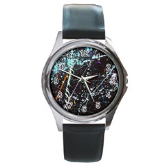 Abstract Colorful Texture Round Metal Watch