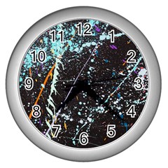 Abstract Colorful Texture Wall Clock (Silver)