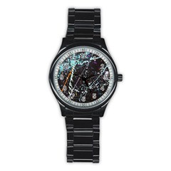 Abstract Colorful Texture Stainless Steel Round Watch