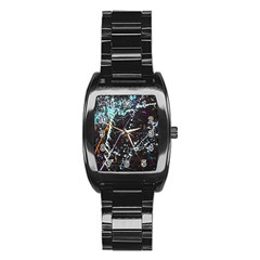 Abstract Colorful Texture Stainless Steel Barrel Watch