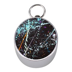 Abstract Colorful Texture Mini Silver Compasses