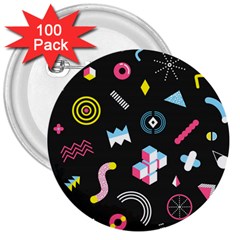 Memphis Design Seamless Pattern 3  Buttons (100 Pack) 