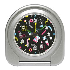 Memphis Design Seamless Pattern Travel Alarm Clock by Pakemis