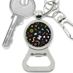 Memphis Design Seamless Pattern Bottle Opener Key Chain by Pakemis