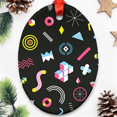 Memphis Design Seamless Pattern Oval Ornament (two Sides) by Pakemis