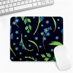 Abstract Wild Flower Dark Blue Background Blue Flowers Blossoms Flat Retro Seamless Pattern Daisy Large Mousepad by Pakemis