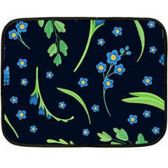 Abstract Wild Flower Dark Blue Background Blue Flowers Blossoms Flat Retro Seamless Pattern Daisy Double Sided Fleece Blanket (mini) by Pakemis