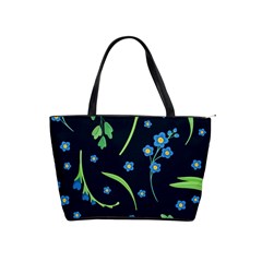 Abstract Wild Flower Dark Blue Background Blue Flowers Blossoms Flat Retro Seamless Pattern Daisy Classic Shoulder Handbag by Pakemis