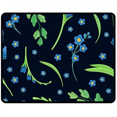 Abstract Wild Flower Dark Blue Background Blue Flowers Blossoms Flat Retro Seamless Pattern Daisy Fleece Blanket (medium) by Pakemis