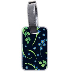 Abstract Wild Flower Dark Blue Background Blue Flowers Blossoms Flat Retro Seamless Pattern Daisy Luggage Tag (two Sides) by Pakemis