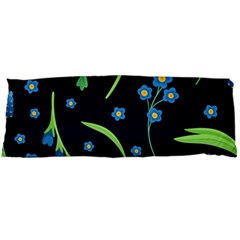 Abstract Wild Flower Dark Blue Background Blue Flowers Blossoms Flat Retro Seamless Pattern Daisy Body Pillow Case Dakimakura (two Sides)