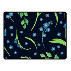 Abstract Wild Flower Dark Blue Background Blue Flowers Blossoms Flat Retro Seamless Pattern Daisy Double Sided Fleece Blanket (small) by Pakemis