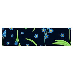 Abstract Wild Flower Dark Blue Background Blue Flowers Blossoms Flat Retro Seamless Pattern Daisy Oblong Satin Scarf (16  X 60 ) by Pakemis