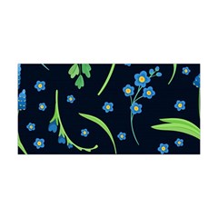 Abstract Wild Flower Dark Blue Background Blue Flowers Blossoms Flat Retro Seamless Pattern Daisy Yoga Headband by Pakemis