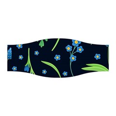 Abstract Wild Flower Dark Blue Background Blue Flowers Blossoms Flat Retro Seamless Pattern Daisy Stretchable Headband by Pakemis