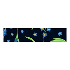 Abstract Wild Flower Dark Blue Background Blue Flowers Blossoms Flat Retro Seamless Pattern Daisy Velvet Scrunchie by Pakemis