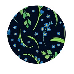 Abstract Wild Flower Dark Blue Background Blue Flowers Blossoms Flat Retro Seamless Pattern Daisy Mini Round Pill Box (pack Of 3) by Pakemis