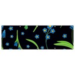 Abstract Wild Flower Dark Blue Background Blue Flowers Blossoms Flat Retro Seamless Pattern Daisy Banner and Sign 12  x 4  Front